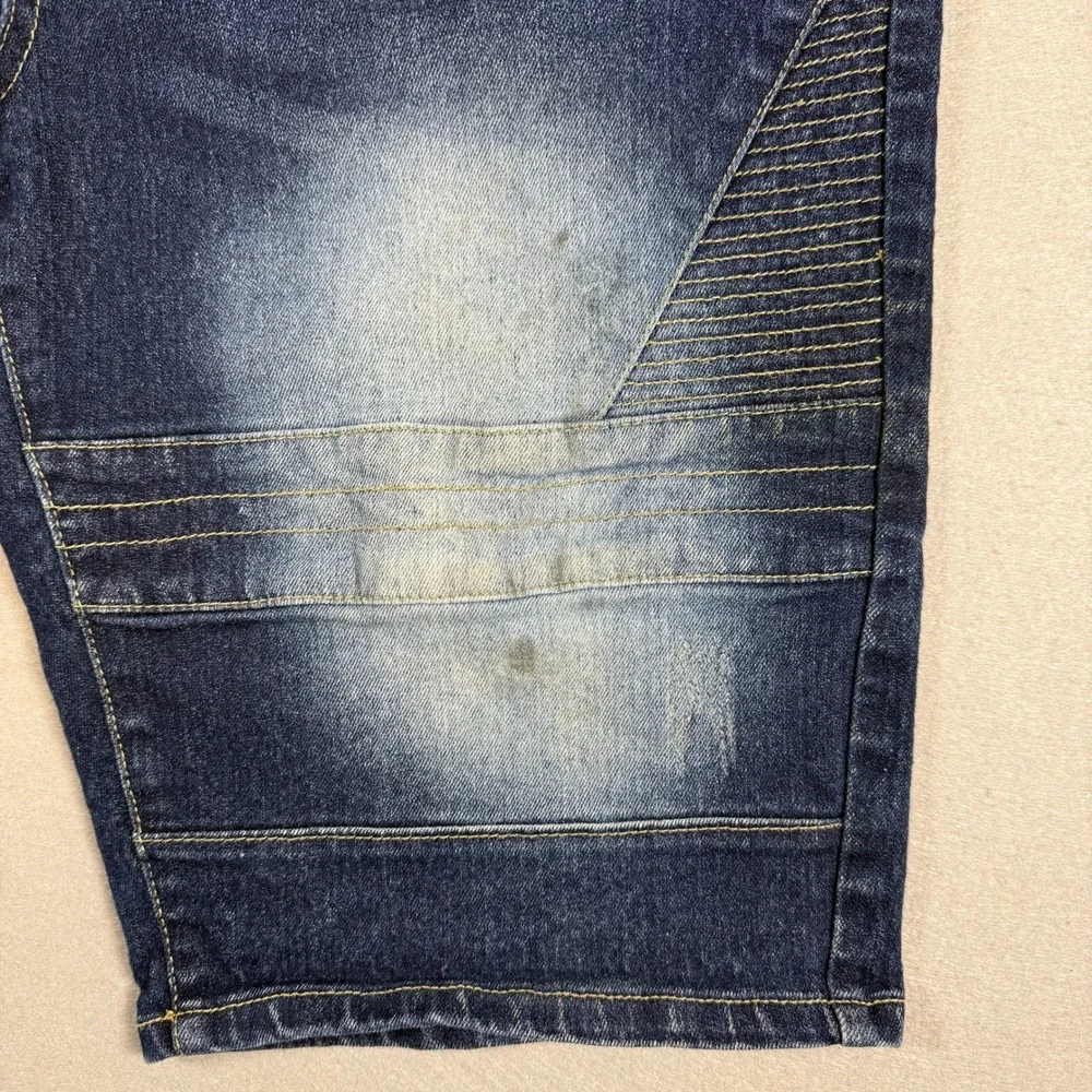 Y2K Southpole Denim Biker Shorts‎ Mens 38 Blue Slim Moto Distressed Streetwear
